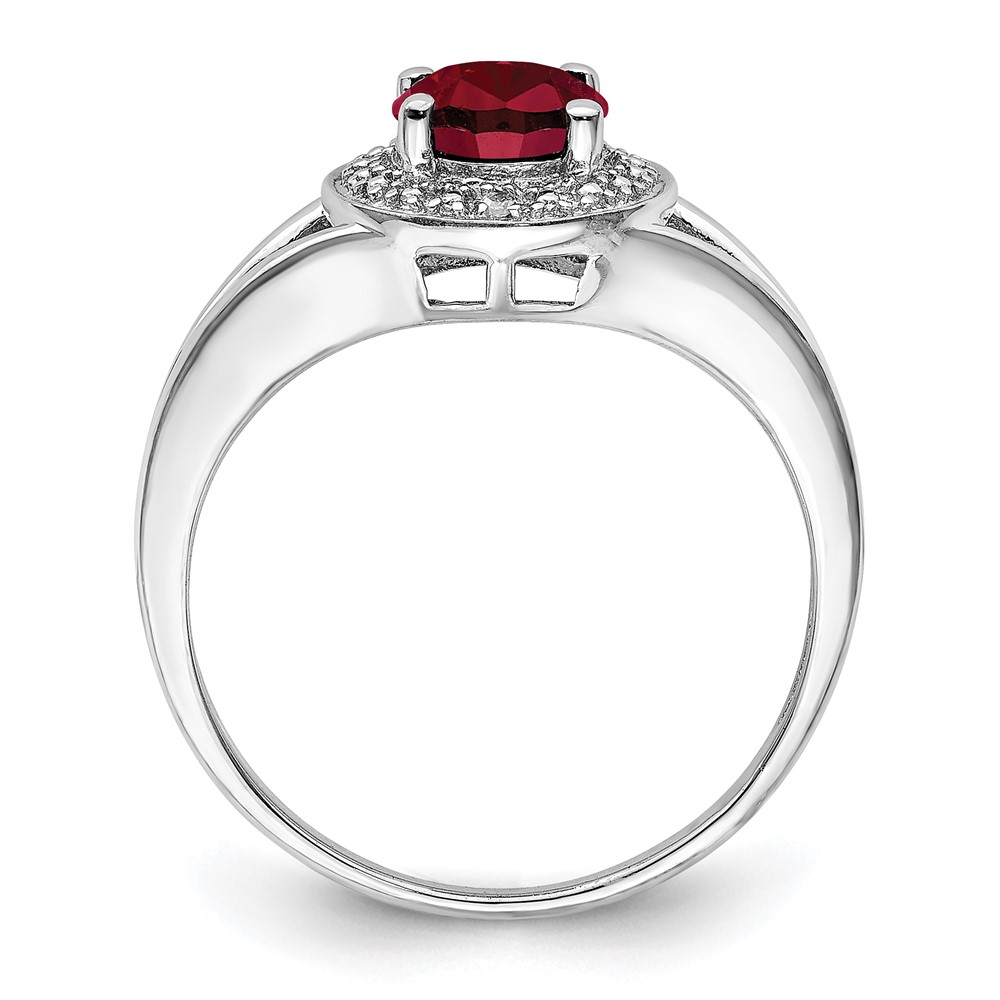 Sterling Silver Rhodium-plated Diam. & Created Ruby Ring (QBR11JUL-8)