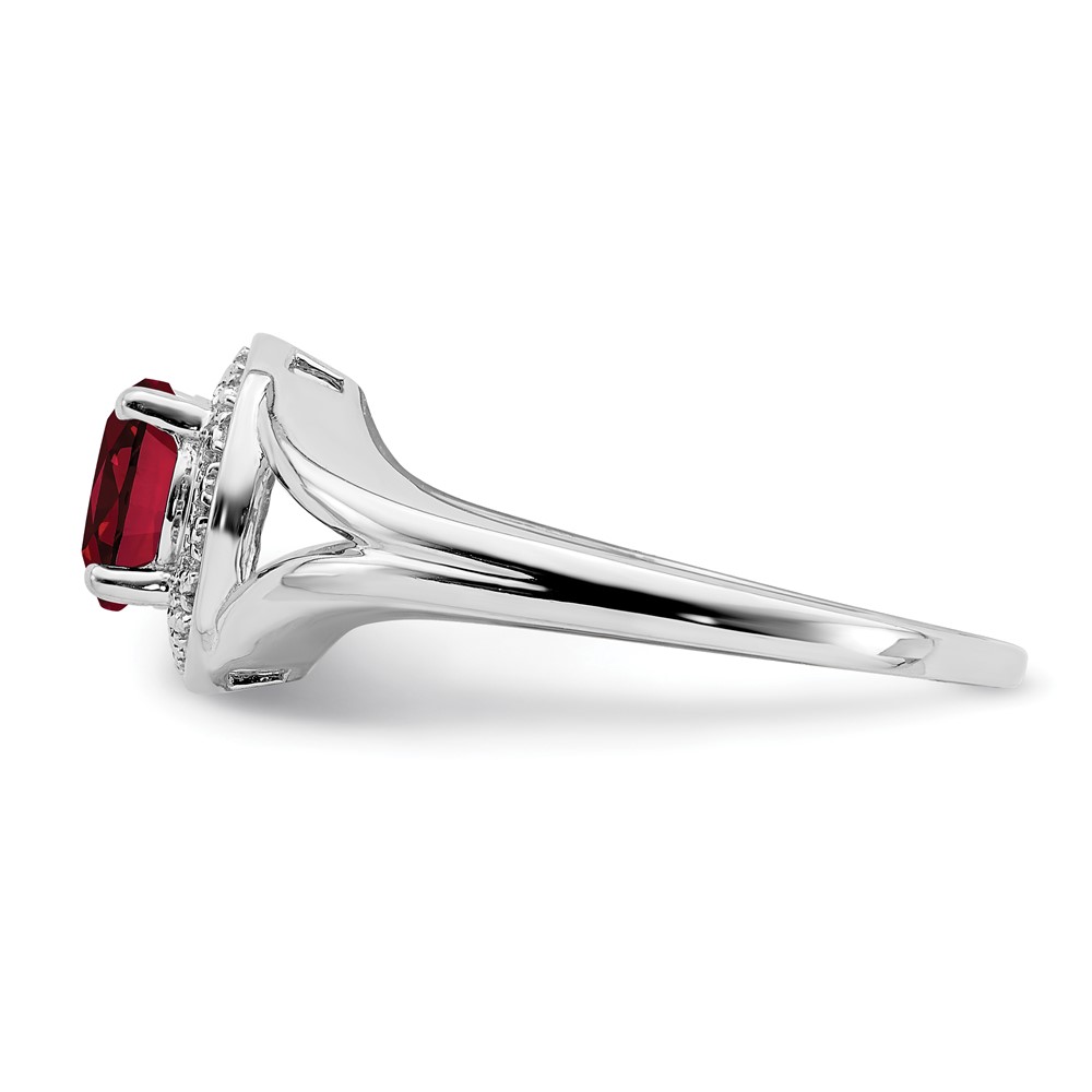 Sterling Silver Rhodium-plated Diam. & Created Ruby Ring (QBR11JUL-8)