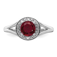 Sterling Silver Rhodium-plated Diam. & Created Ruby Ring view 4
