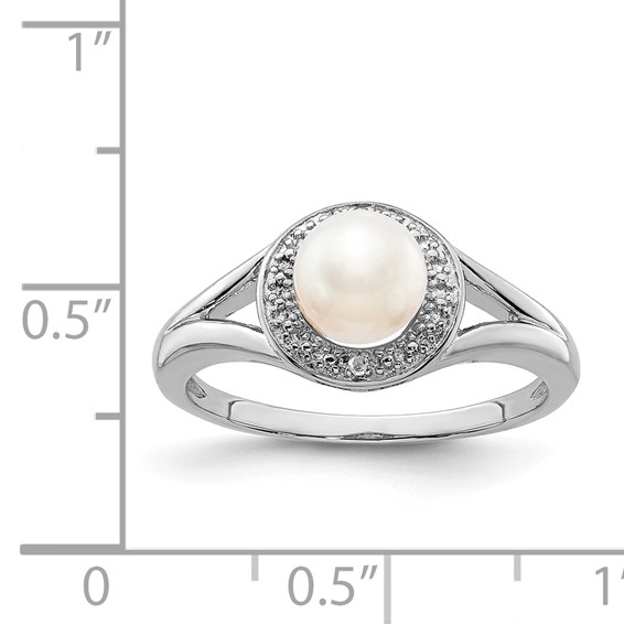 Sterling Silver Rhodium-plated Gemstone & Diamond Ring