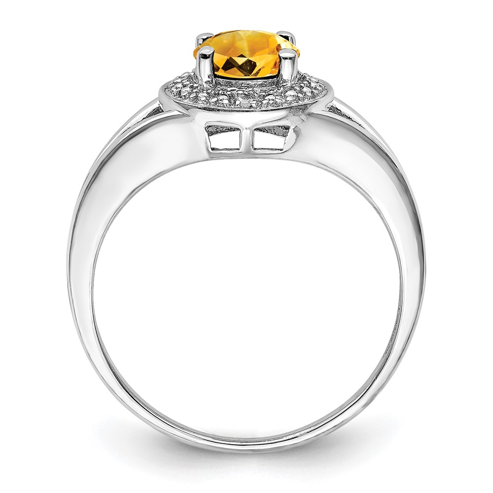 Sterling Silver Rhodium-plated Diam. & Citrine Ring (QBR11NOV-7)