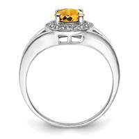 Sterling Silver Rhodium-plated Diam. & Citrine Ring view 2