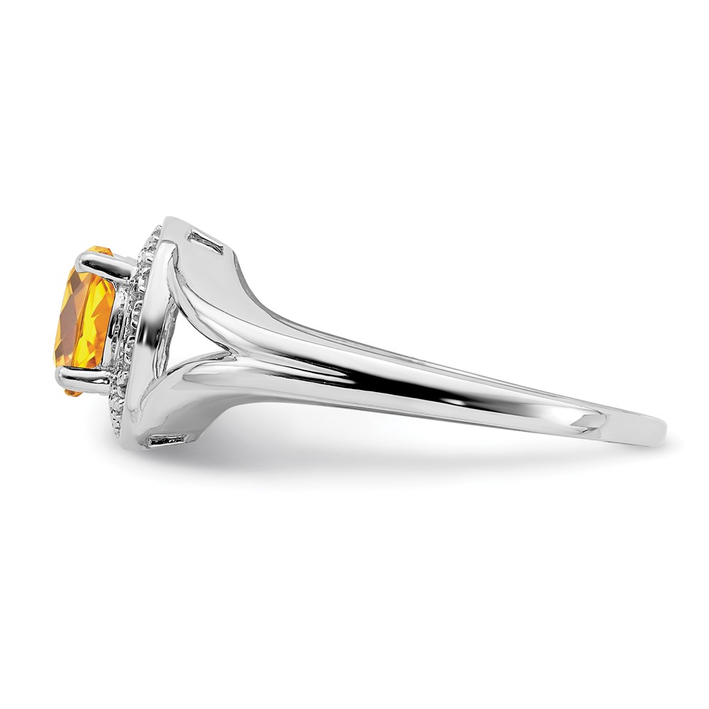 Sterling Silver Rhodium-plated Diam. & Citrine Ring (QBR11NOV-7)