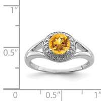 Sterling Silver Rhodium-plated Diam. & Citrine Ring view 5