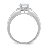Sterling Silver Rhodium-plated Diam. & Created Opal Ring view 2