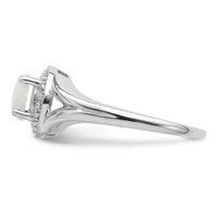 Sterling Silver Rhodium-plated Diam. & Created Opal Ring view 3