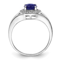 Sterling Silver Rhodium-plated Diam. & Created Sapphire Ring view 2