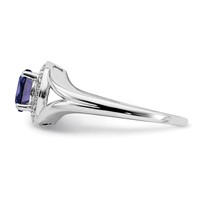 Sterling Silver Rhodium-plated Diam. & Created Sapphire Ring view 3