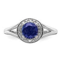 Sterling Silver Rhodium-plated Diam. & Created Sapphire Ring view 4