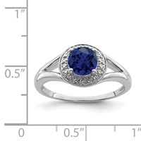 Sterling Silver Rhodium-plated Diam. & Created Sapphire Ring view 5