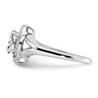Sterling Silver Rhodium-plated Diam. & White Topaz Ring view 4