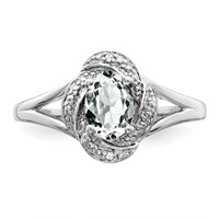Sterling Silver Rhodium-plated Diam. & White Topaz Ring view 5