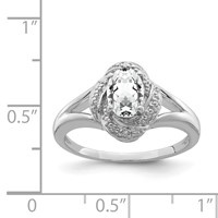 Sterling Silver Rhodium-plated Diam. & White Topaz Ring view 3