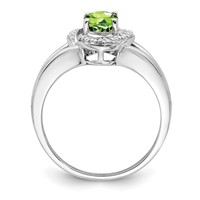 Sterling Silver Rhodium-plated Diam. & Peridot Ring view 2