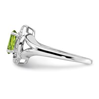 Sterling Silver Rhodium-plated Diam. & Peridot Ring view 4