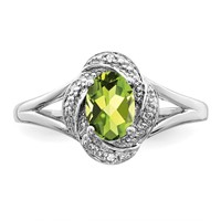 Sterling Silver Rhodium-plated Diam. & Peridot Ring view 5