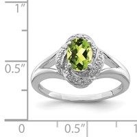 Sterling Silver Rhodium-plated Diam. & Peridot Ring view 3