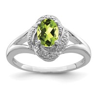 Sterling Silver Rhodium-plated Diam. & Peridot Ring view 1