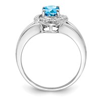 Sterling Silver Rhodium-plated Diam. & Blue Topaz Ring view 2