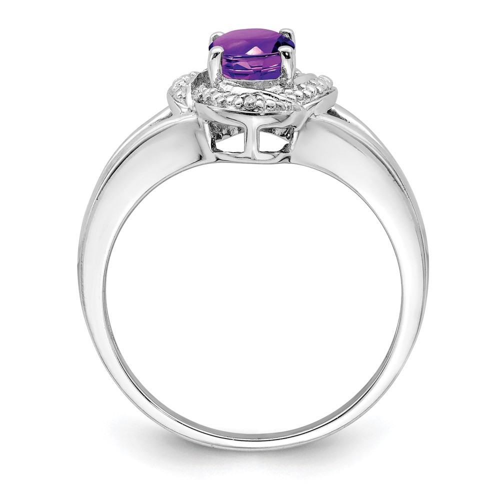 Sterling Silver Rhodium-plated Diam. & Amethyst Ring (QBR12FEB-8)