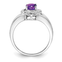 Sterling Silver Rhodium-plated Diam. & Amethyst Ring view 2
