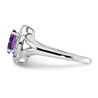 Sterling Silver Rhodium-plated Diam. & Amethyst Ring view 4