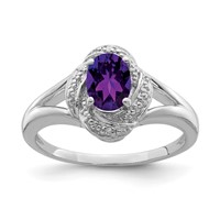 Sterling Silver Rhodium-plated Diam. & Amethyst Ring view 1