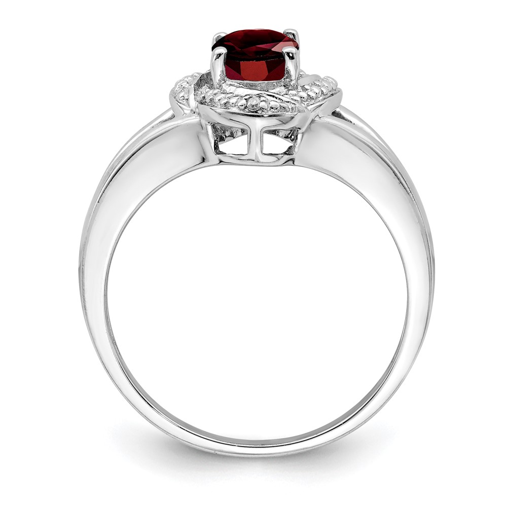 Sterling Silver Rhodium-plated Diam. & Garnet Ring (QBR12JAN-5)