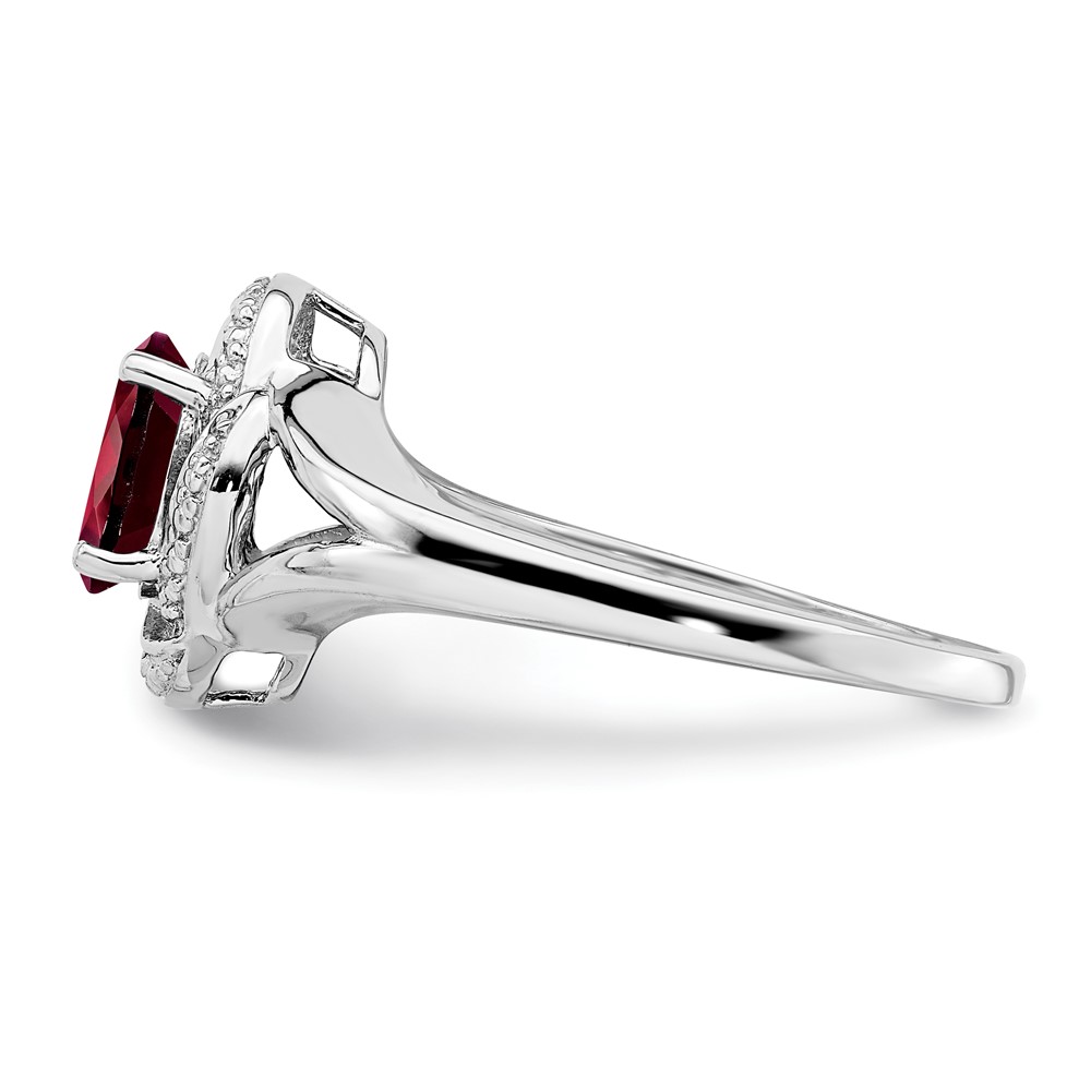 Sterling Silver Rhodium-plated Diam. & Garnet Ring (QBR12JAN-5)