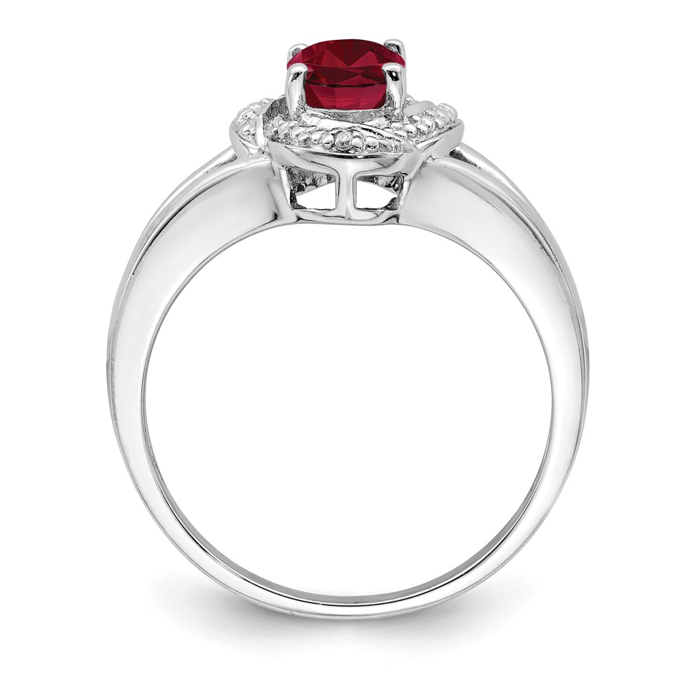 Sterling Silver Rhodium-plated Diam. & Created Ruby Ring (QBR12JUL-10)