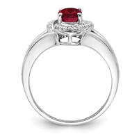 Sterling Silver Rhodium-plated Diam. & Created Ruby Ring view 2