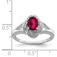 Sterling Silver Rhodium-plated Diam. & Created Ruby Ring view 3