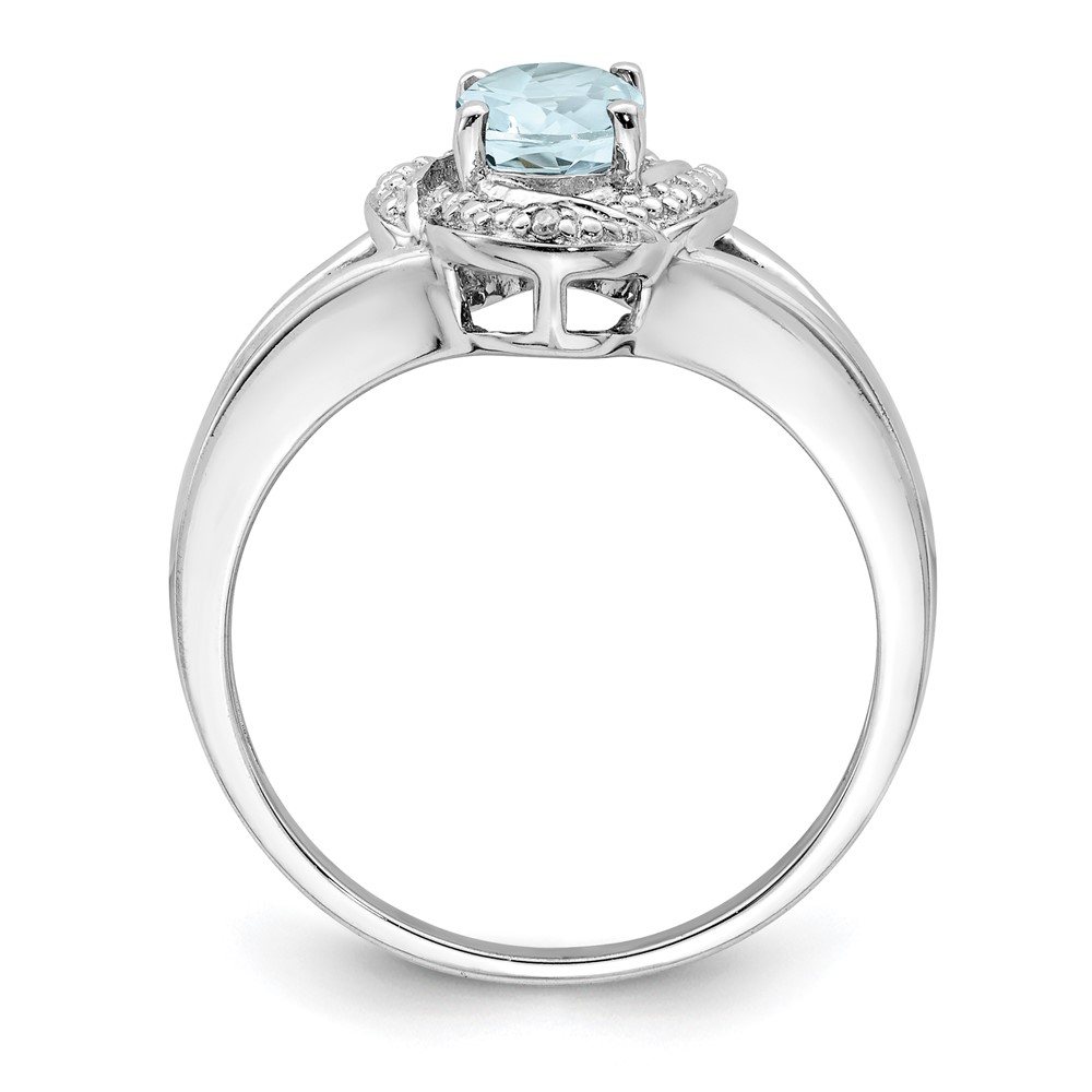 Sterling Silver Rhodium-plated Diam. & Aquamarine Ring (QBR12MAR-6)