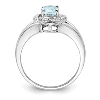 Sterling Silver Rhodium-plated Diam. & Aquamarine Ring view 2