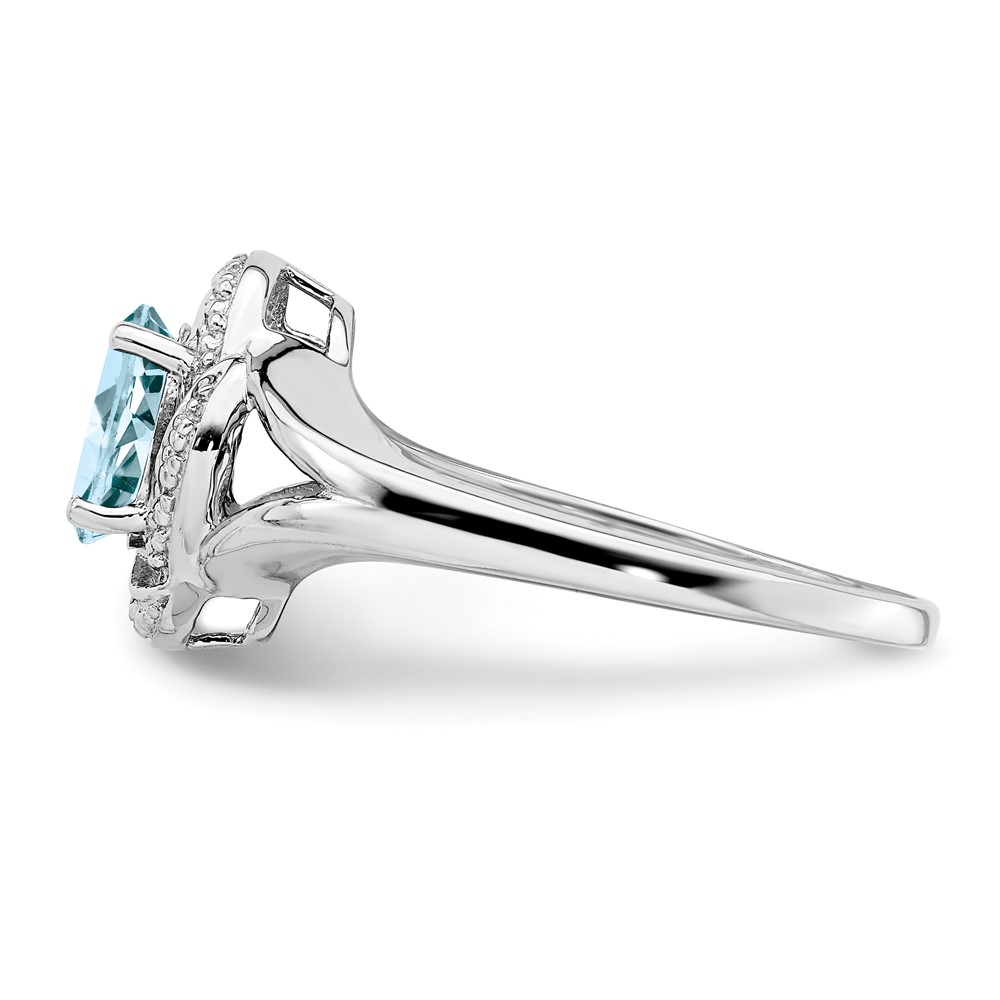 Sterling Silver Rhodium-plated Diam. & Aquamarine Ring (QBR12MAR-6)