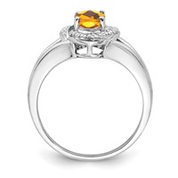 Sterling Silver Rhodium-plated Diam. & Citrine Ring view 2