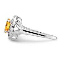 Sterling Silver Rhodium-plated Diam. & Citrine Ring view 4