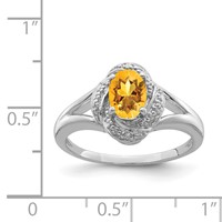 Sterling Silver Rhodium-plated Diam. & Citrine Ring view 3