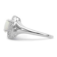 Sterling Silver Rhodium-plated Diam. & Created Opal Ring view 3