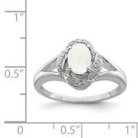 Sterling Silver Rhodium-plated Diam. & Created Opal Ring view 4