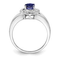 Sterling Silver Rhodium-plated Diam. & Created Sapphire Ring view 2