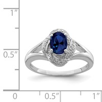 Sterling Silver Rhodium-plated Diam. & Created Sapphire Ring view 3