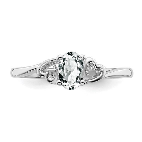 Sterling Silver Rhodium-plated Gemstone Ring
