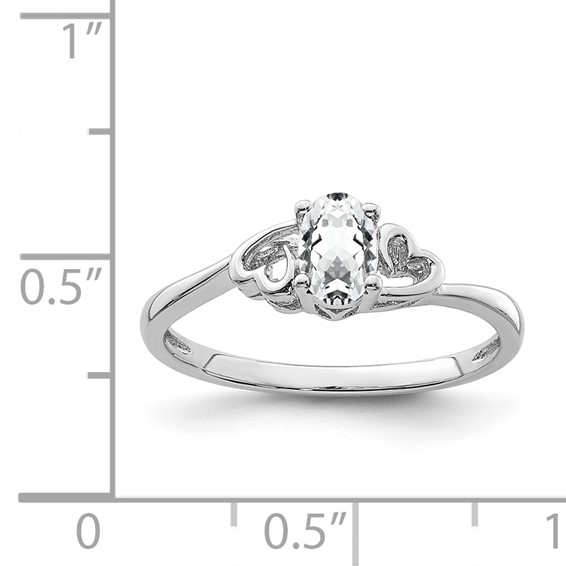 Sterling Silver Rhodium-plated Gemstone Ring