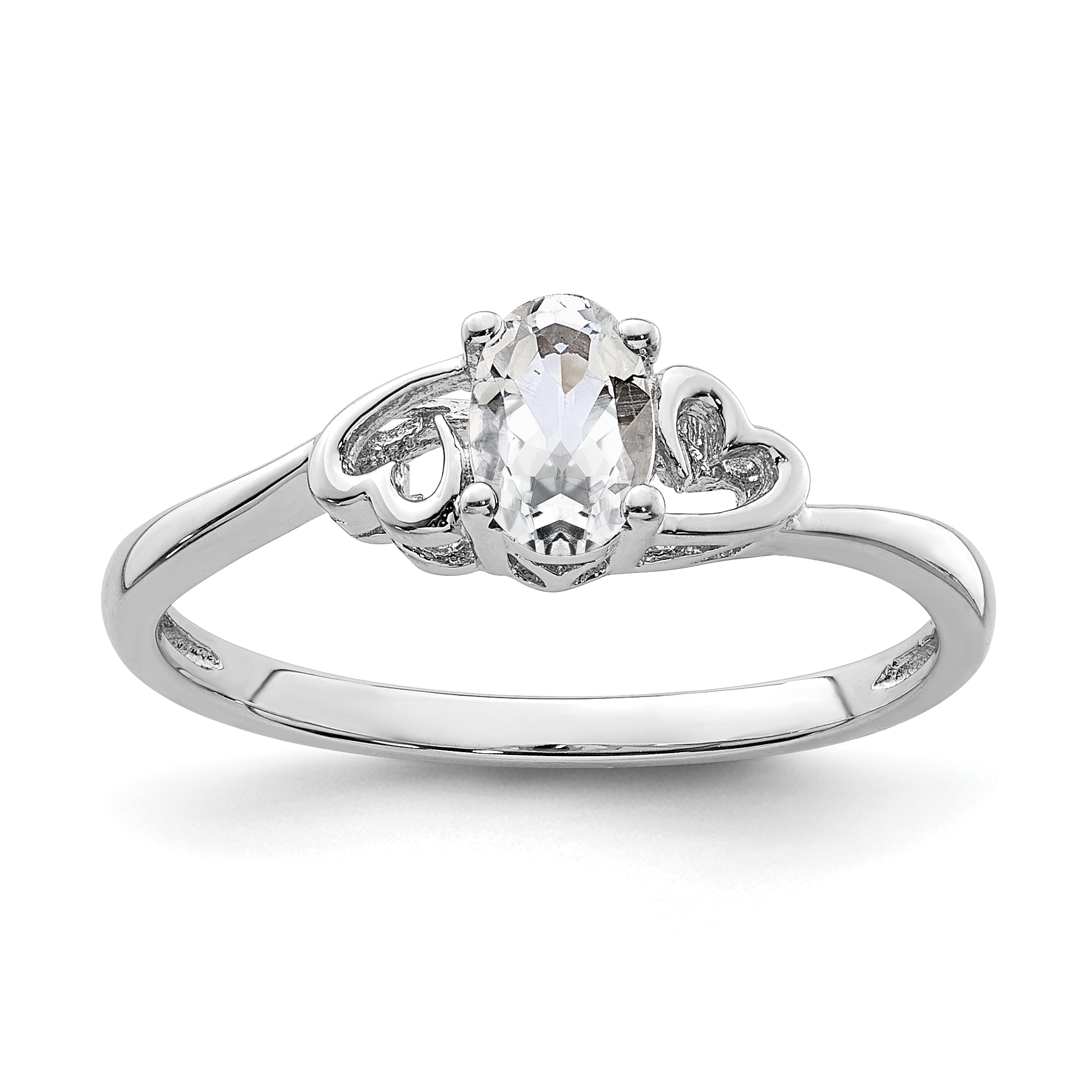 Sterling Silver Rhodium-plated White Topaz Ring (QBR15APR-5)