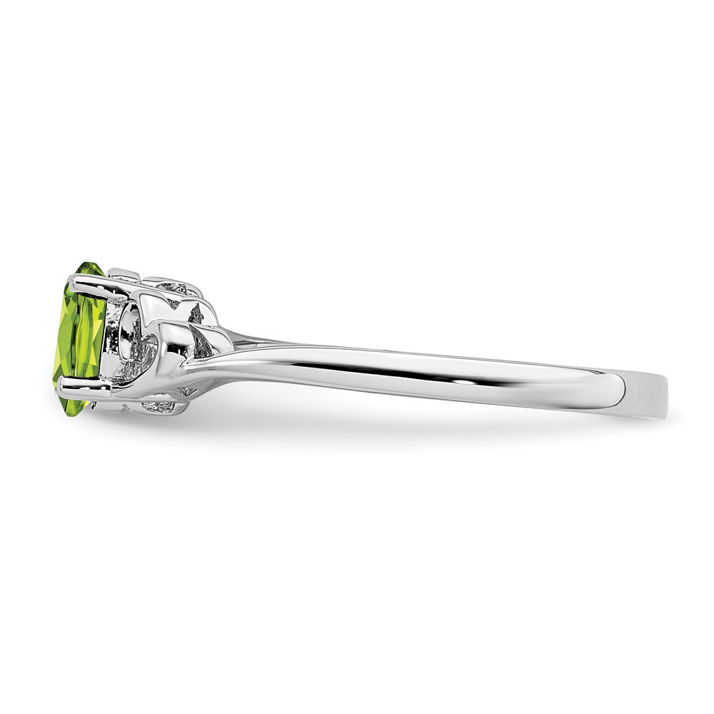 Sterling Silver Rhodium-plated Peridot Ring (QBR15AUG-9)
