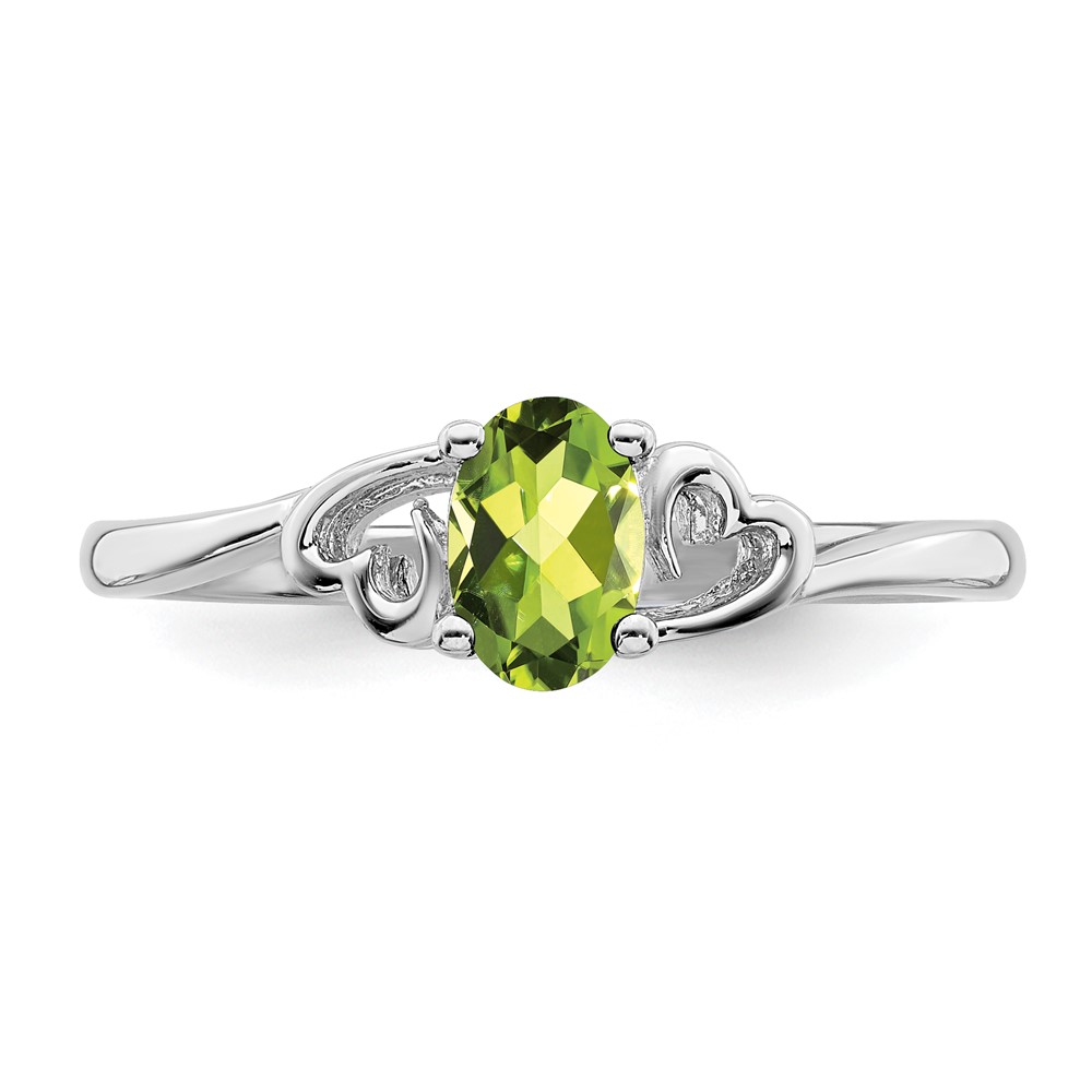 Sterling Silver Rhodium-plated Peridot Ring (QBR15AUG-9)
