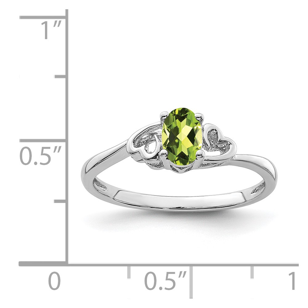 Sterling Silver Rhodium-plated Peridot Ring (QBR15AUG-9)