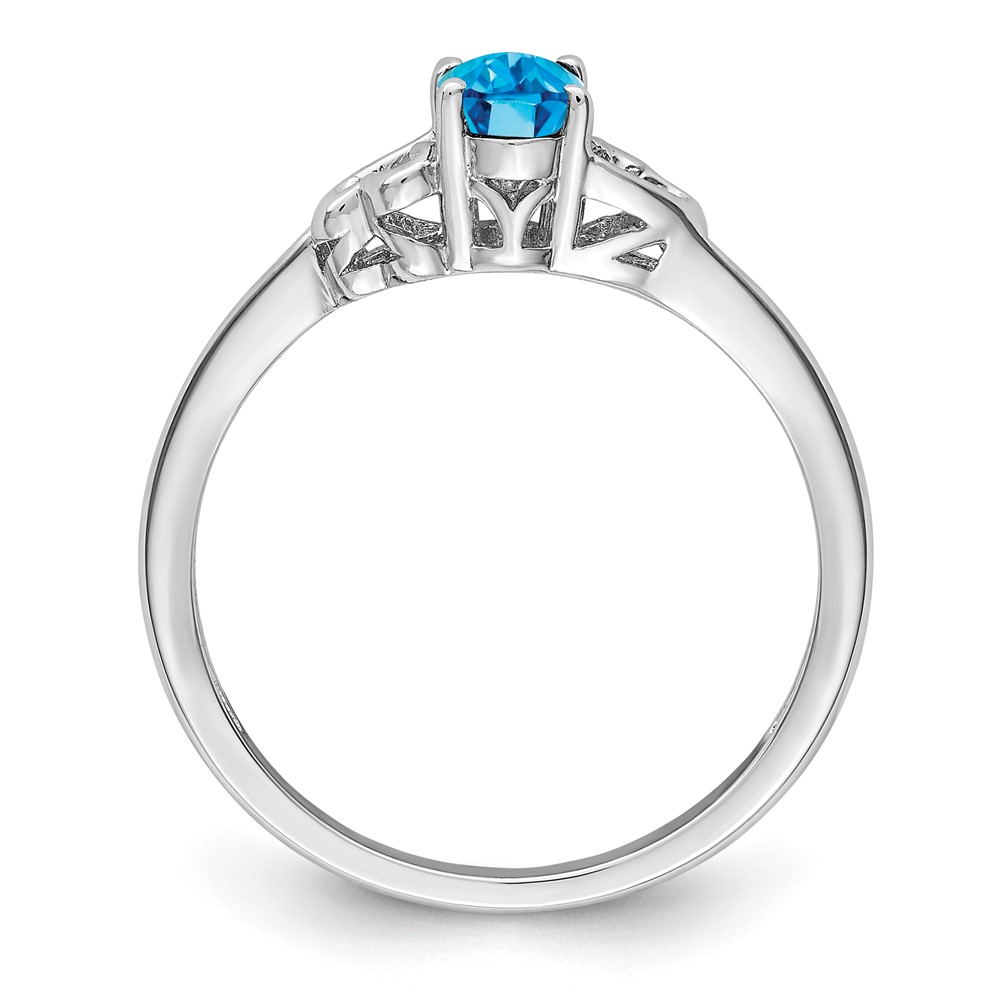 Sterling Silver Rhodium-plated Light Swiss Blue Topaz Ring (QBR15DEC-10)