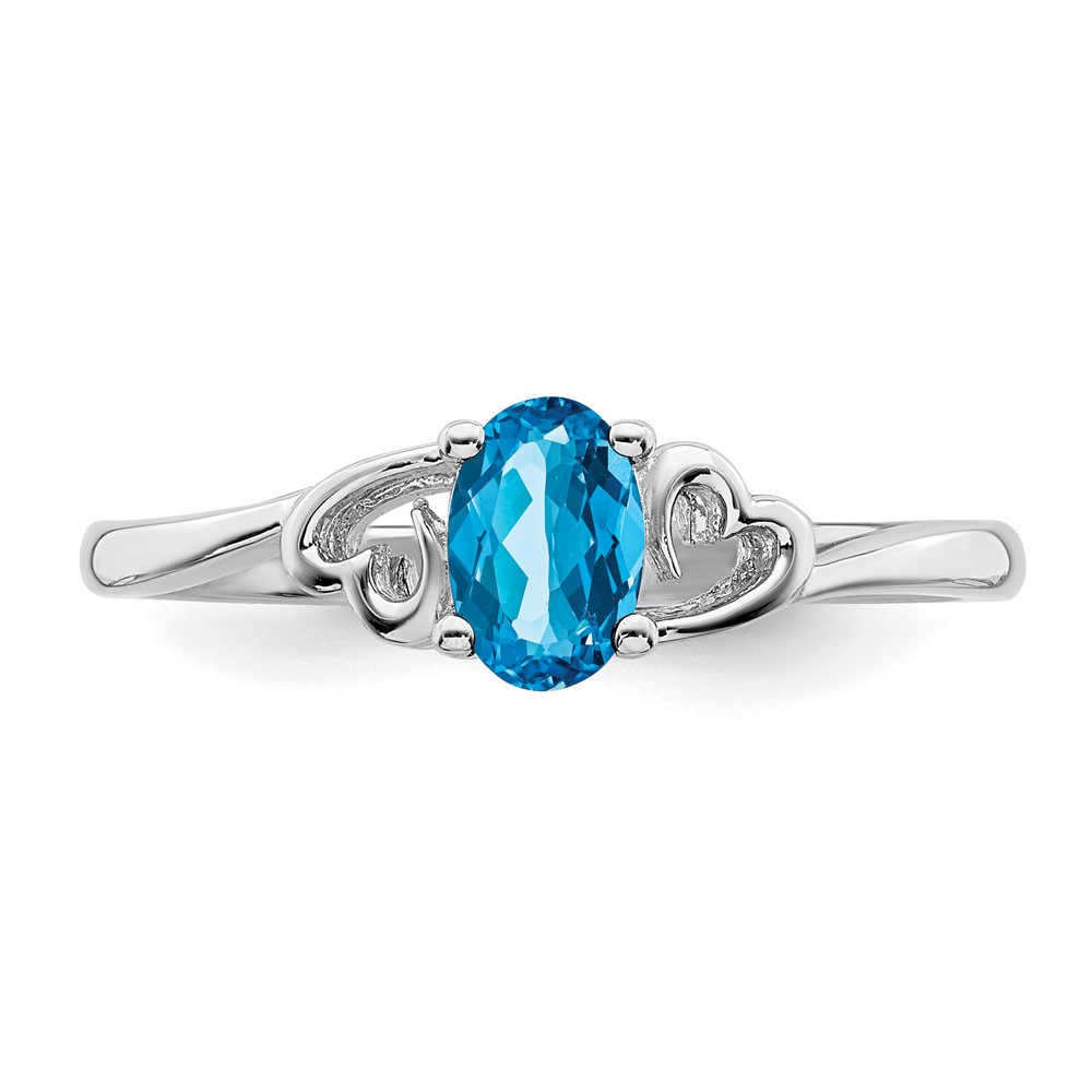 Sterling Silver Rhodium-plated Light Swiss Blue Topaz Ring (QBR15DEC-10)
